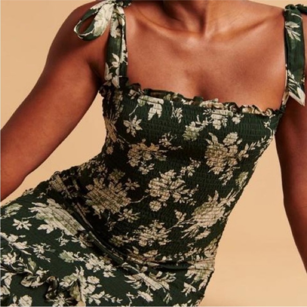 Abercrombie Tie-Strap Smocked Midi Dress